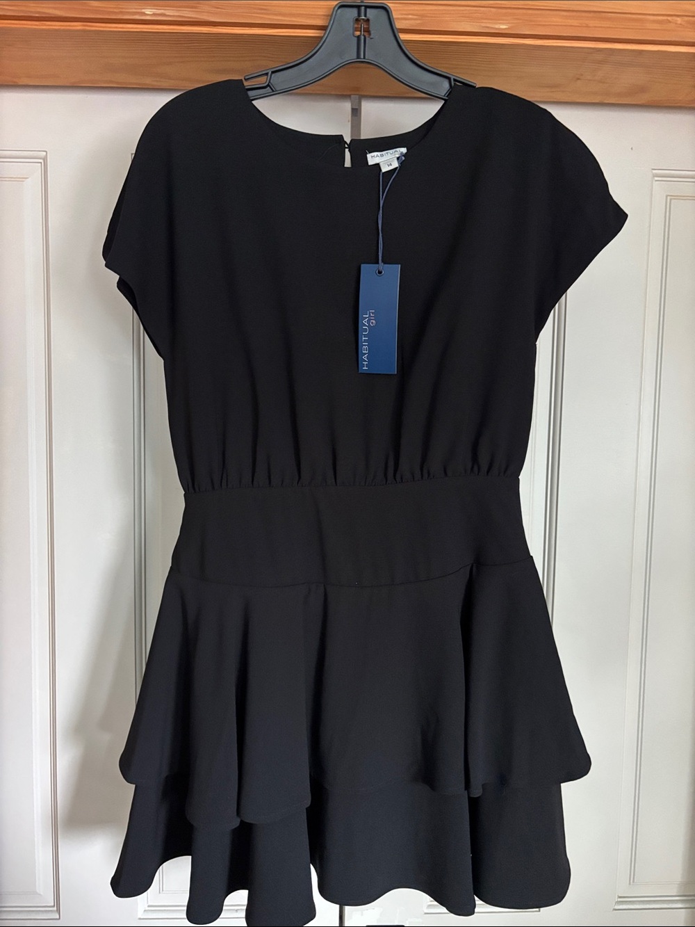 Habitual Girl Black Short Sleeve Tiered Mini Dress